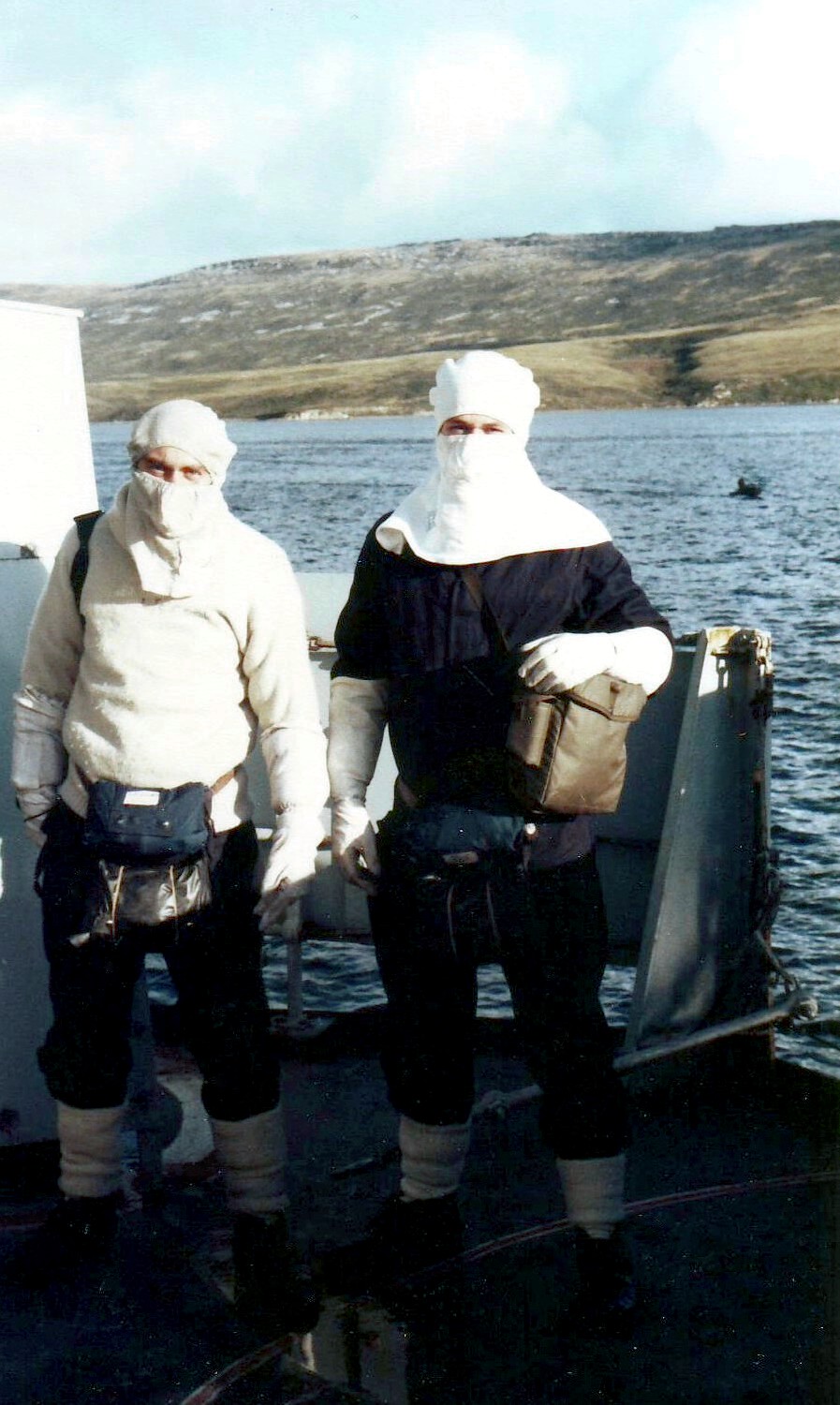 British naval personnel at 'Action Stations' during the Falklands War, 1982. A documentary photograph taken by Ken Griffiths, a Royal Marine who served during the conflict.